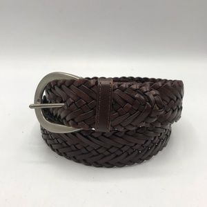 COACH 8519 Leather Braided Belt Silver Buckle Size Medium 35” from buckle to end